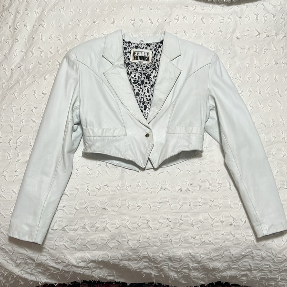 Cache White Leather Cropped Jacket - image 2